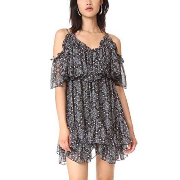 MISA Los Angeles Suki Cold-Shoulder Floral Flowy Mini Dress XS - Picture 2 of 14